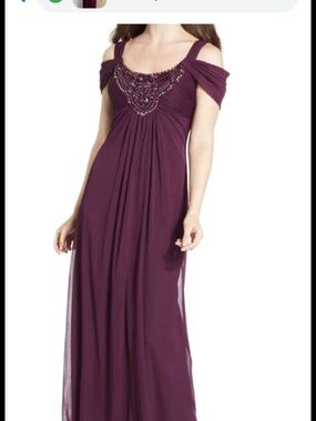 Alex Evenings Elegant Beaded Plum Evening Gown Size 6